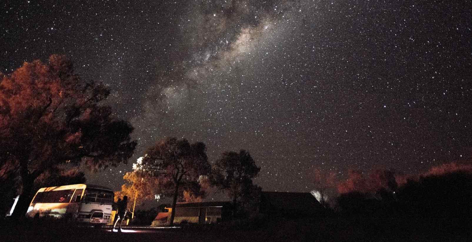 starry night over campsite