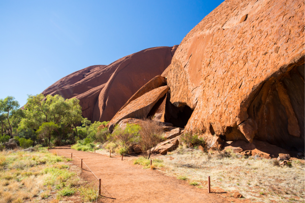 Walking track alongside Uluru